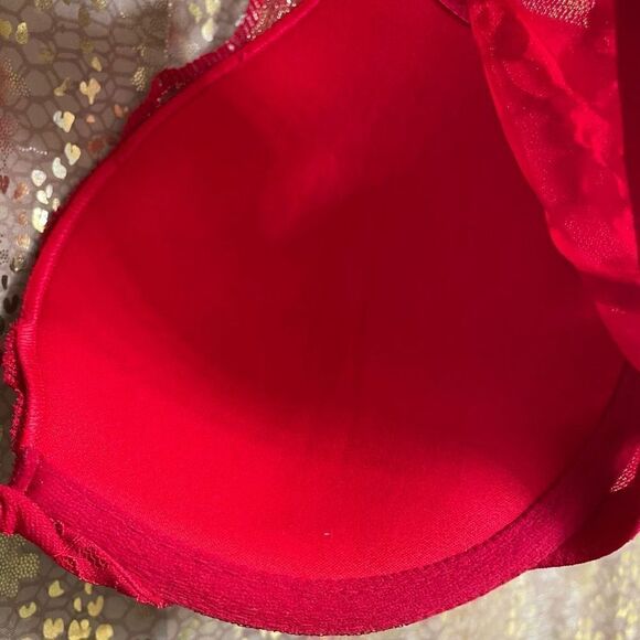 Victoria’s Secret Dream Angels Red Gold Lace Push Up Bra 32DD - Picture 7 of 7